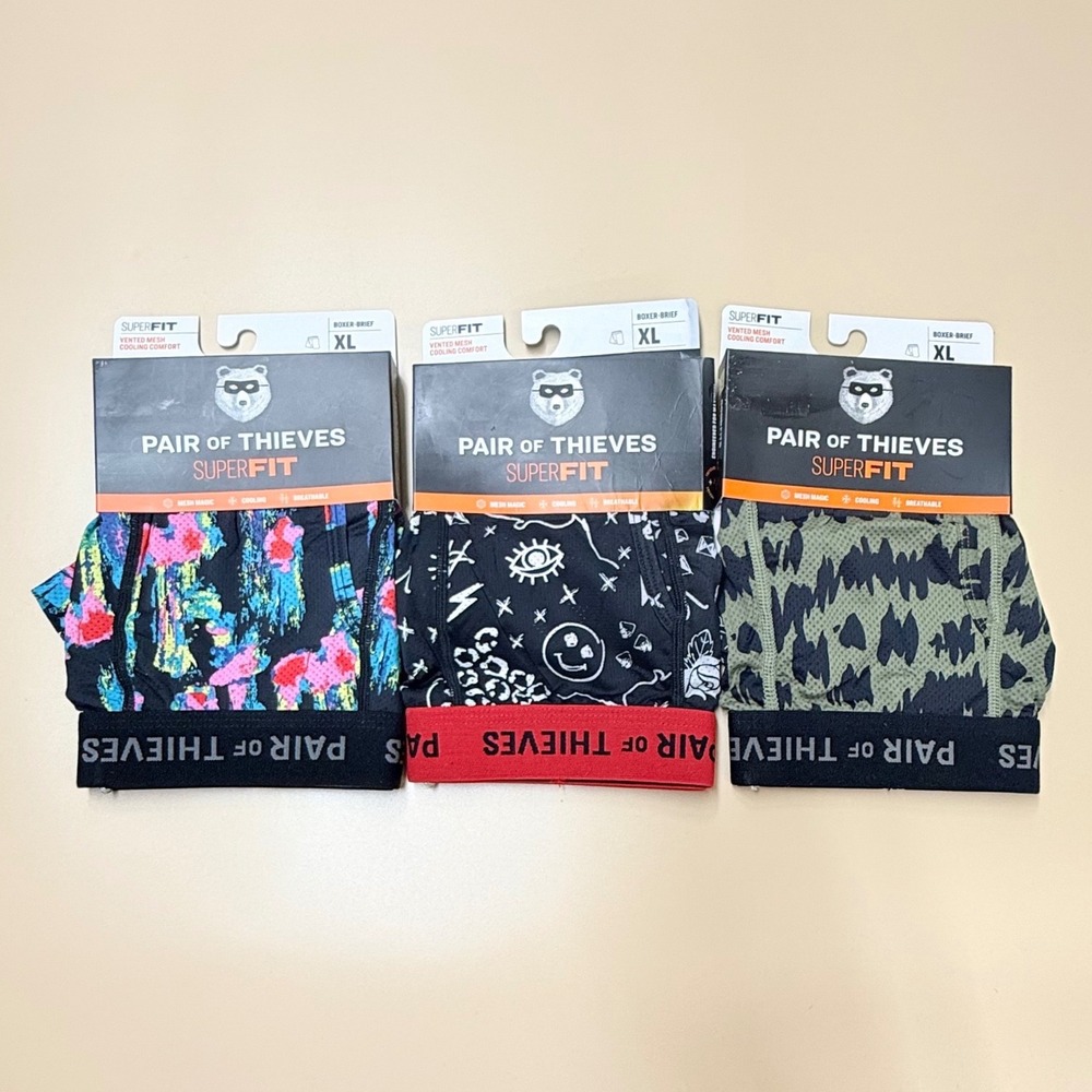 Pair of Thieves SuperFit Boxer Briefs Lot of 3 XL Vented Mesh Cooling Mens New